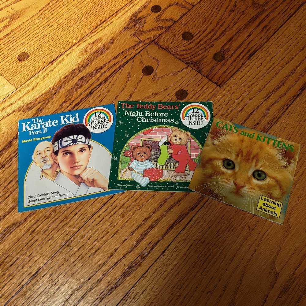 Vintage 1980s Children’s Storybook Lot Karate Kid Teddy Bears Cats & Kittens